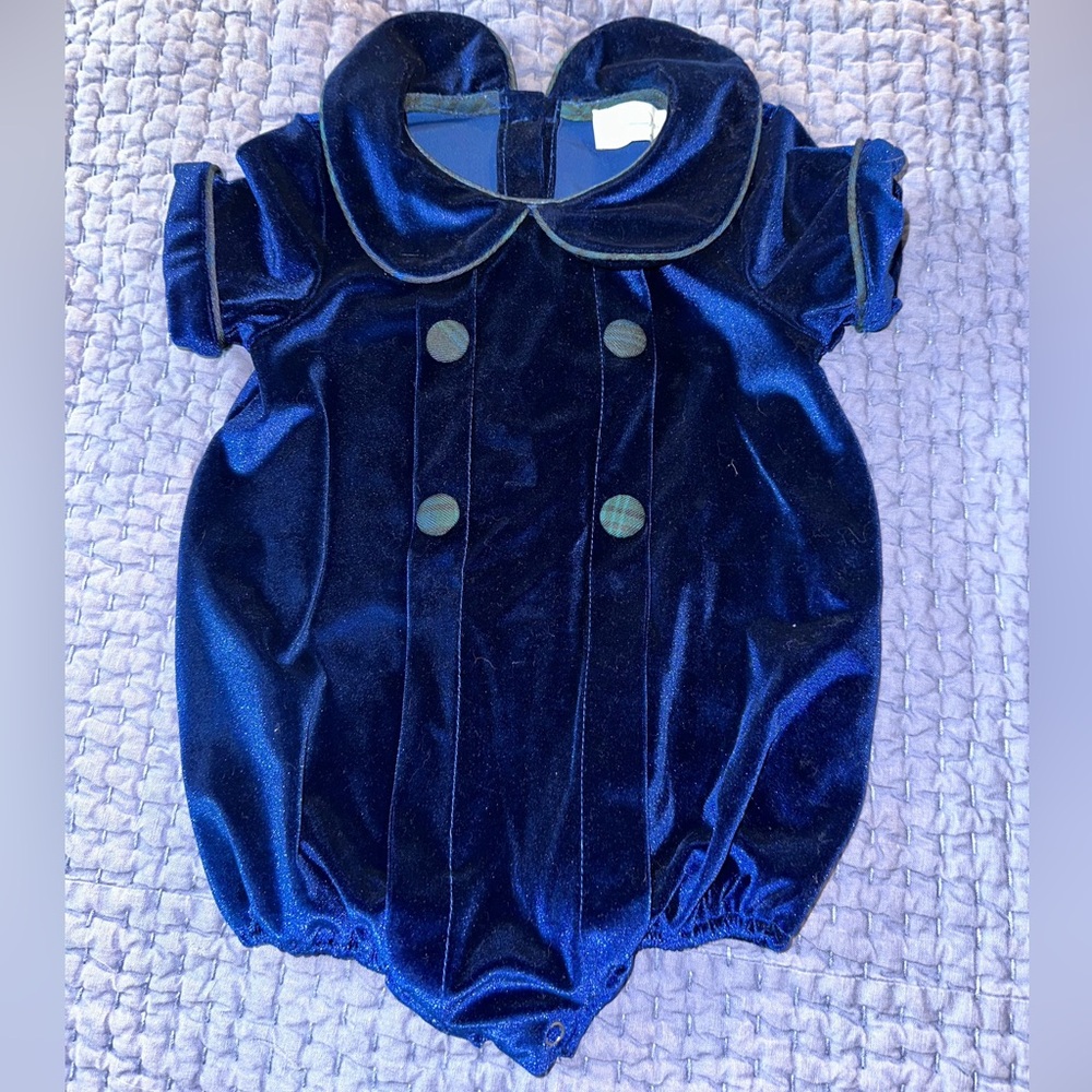 Henry Duvall blue velvet and blackwatch plaid boys bubble